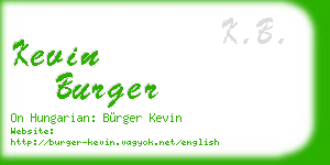 kevin burger business card