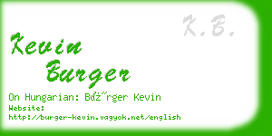 kevin burger business card